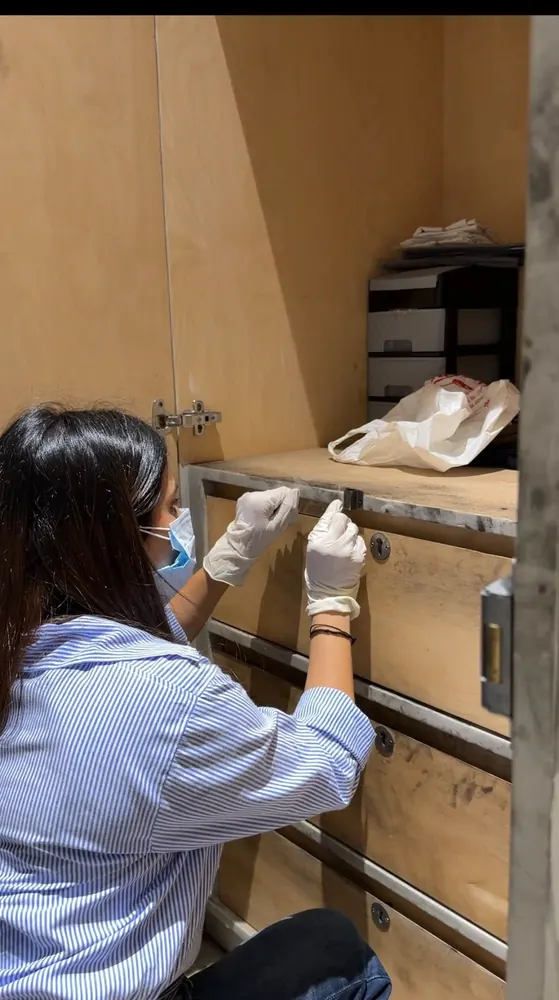 Lifting latent prints from a storage cabinet